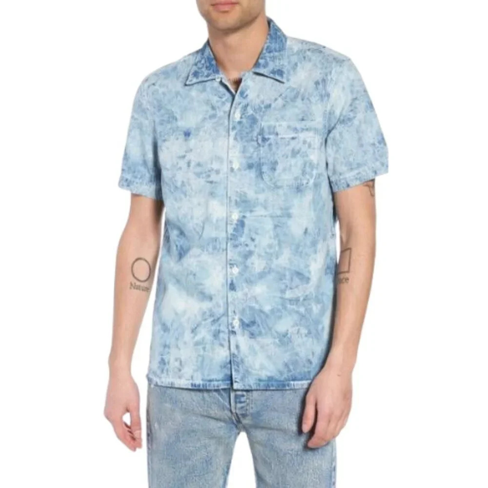 Levi's Mens Small Hawaiian Shirt Button Tie Dye